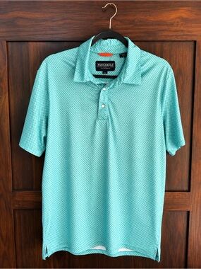 Panhandle Slim Men’s Aqua Micro-Print Polo
